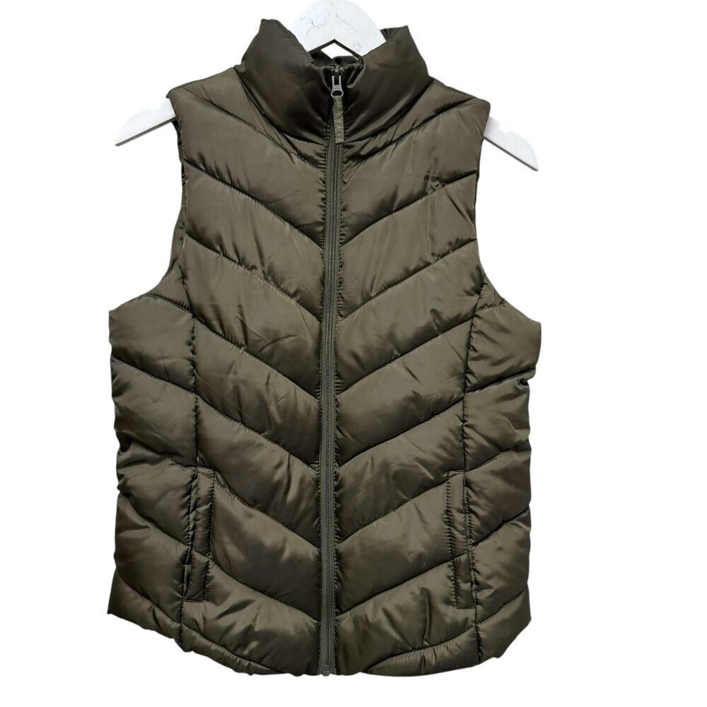 Juniors' SO® Puffer Vest Medium Olive Green Kohl’s Zip Front Jacket